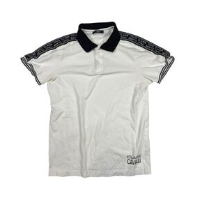 CAVALLI CLASS BY ROBERTO CAVALLI White Pique Cotton Golf Polo Men Medium